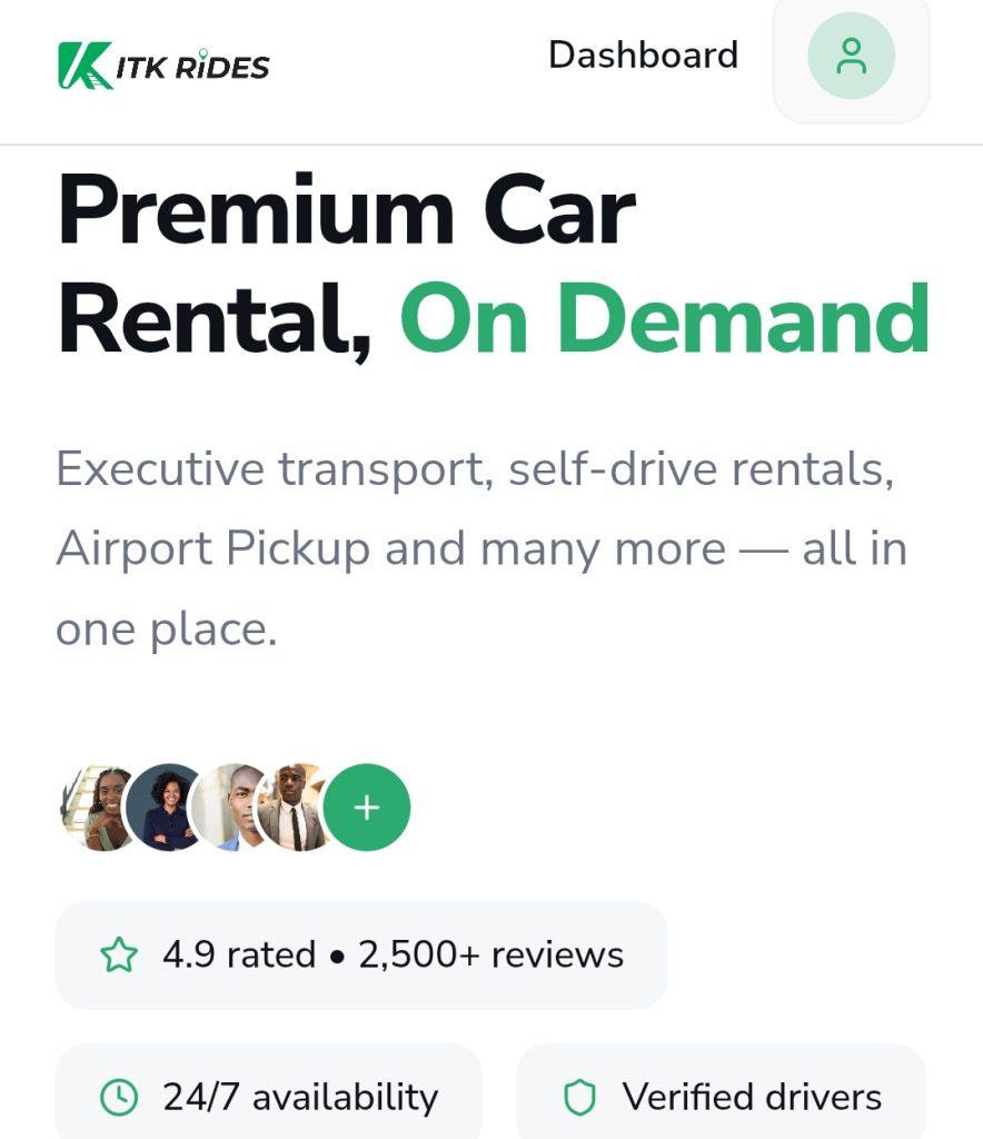 ITK Rides 4.9 rating with 2500+ reviews and verified drivers badge